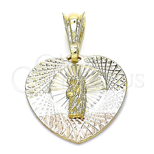 Gold Filled Pendant — Religious Pendant San Judas and Heart Design Diamond — main product view — SKU 144523 | Oro Laminado dije — Religious Pendant San Judas and corazón diseño Diamond — SKU 144523