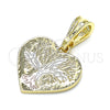 Oro Laminado Religious Pendant, Gold Filled Style Tree and Heart Design, Polished, Tricolor, 05.351.0194