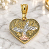Oro Laminado Religious Pendant, Gold Filled Style Tree and Heart Design, Polished, Tricolor, 05.351.0194