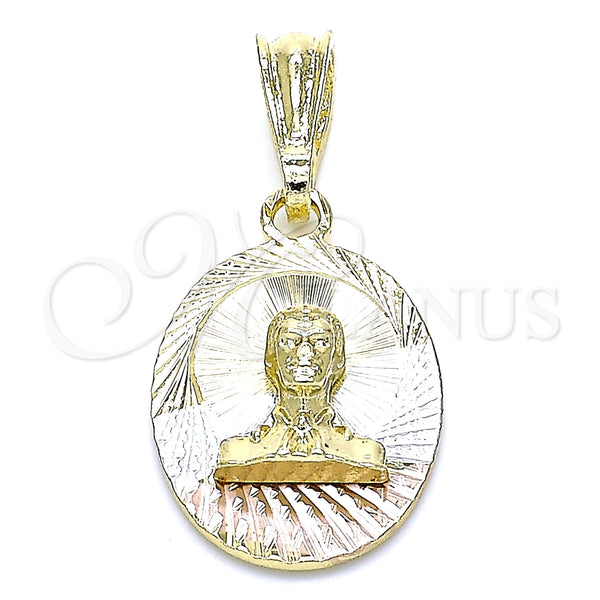 Gold Filled Pendant — Religious Pendant Diamond Cutting Tricolor 05. — main product view — SKU 144525 | Oro Laminado dije — Religious Pendant Diamond Cutting Tricolor 05. — SKU 144525