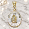 Oro Laminado Religious Pendant, Gold Filled Style Guadalupe Design, Diamond Cutting Finish, Tricolor, 05.351.0196