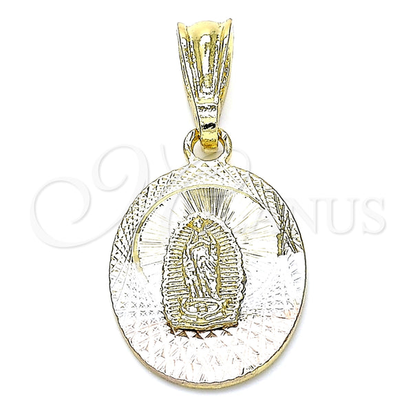 Gold Filled Pendant — Religious Pendant Guadalupe Design Diamond Cutting Tricolor 05. — main product view — SKU 144526 | Oro Laminado dije — Religious Pendant Guadalupe diseño Diamond Cutting Tricolor 05. — SKU 144526