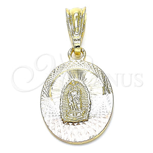 Gold Filled Pendant — Religious Pendant Guadalupe Design Diamond Cutting Tricolor 05. — main product view — SKU 144526 | Oro Laminado dije — Religious Pendant Guadalupe diseño Diamond Cutting Tricolor 05. — SKU 144526