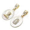Oro Laminado Religious Pendant, Gold Filled Style Guadalupe Design, Diamond Cutting Finish, Tricolor, 05.351.0196