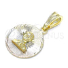 Oro Laminado Religious Pendant, Gold Filled Style Diamond Cutting Finish, Tricolor, 05.351.0197