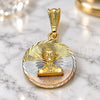 Oro Laminado Religious Pendant, Gold Filled Style Diamond Cutting Finish, Tricolor, 05.351.0197