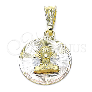 Gold Filled Pendant — Religious Pendant Diamond Cutting Tricolor 05. — main product view — SKU 144527 | Oro Laminado dije — Religious Pendant Diamond Cutting Tricolor 05. — SKU 144527