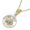 Oro Laminado Fancy Pendant, Gold Filled Style Elephant Design, Diamond Cutting Finish, Tricolor, 05.351.0198