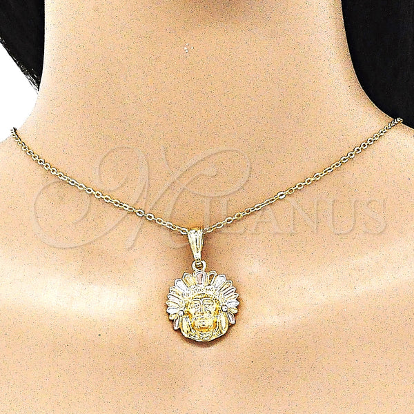 Gold Filled Pendant — Fancy Pendant with White Crystal Polished Tricolor 05. — alternate product view — SKU 144530 | Oro Laminado dije — elegante Pendant with cristal blanco pulido Tricolor 05. — SKU 144530