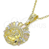 Oro Laminado Fancy Pendant, Gold Filled Style with White Crystal, Polished, Tricolor, 05.351.0199.1