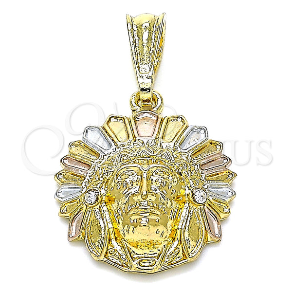 Gold Filled Pendant — Fancy Pendant with White Crystal Polished Tricolor 05. — main product view — SKU 144530 | Oro Laminado dije — elegante Pendant with cristal blanco pulido Tricolor 05. — SKU 144530