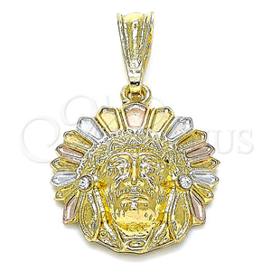 Gold Filled Pendant — Fancy Pendant with White Crystal Polished Tricolor 05. — main product view — SKU 144530 | Oro Laminado dije — elegante Pendant with cristal blanco pulido Tricolor 05. — SKU 144530