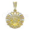Oro Laminado Fancy Pendant, Gold Filled Style with White Crystal, Polished, Tricolor, 05.351.0199.1