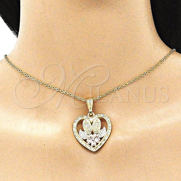 Gold Filled Pendant — Religious Pendant Guadalupe and Heart Design Polished Tricolor — alternate product view — SKU 144532 | Oro Laminado dije — Religious Pendant Guadalupe and corazón diseño pulido Tricolor — SKU 144532