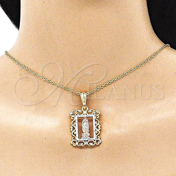 Gold Filled Pendant — Religious Pendant Guadalupe Design Polished Tricolor 05. — alternate product view — SKU 144538 | Oro Laminado dije — Religious Pendant Guadalupe diseño pulido Tricolor 05. — SKU 144538