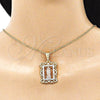 Oro Laminado Religious Pendant, Gold Filled Style Guadalupe Design, Polished, Tricolor, 05.351.0204