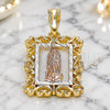 Oro Laminado Religious Pendant, Gold Filled Style Guadalupe Design, Polished, Tricolor, 05.351.0204