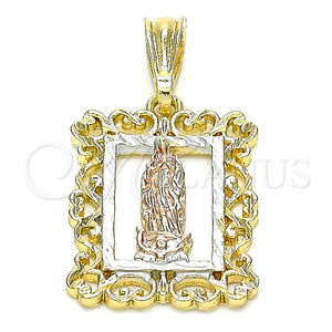 Gold Filled Pendant — Religious Pendant Guadalupe Design Polished Tricolor 05. — main product view — SKU 144538 | Oro Laminado dije — Religious Pendant Guadalupe diseño pulido Tricolor 05. — SKU 144538