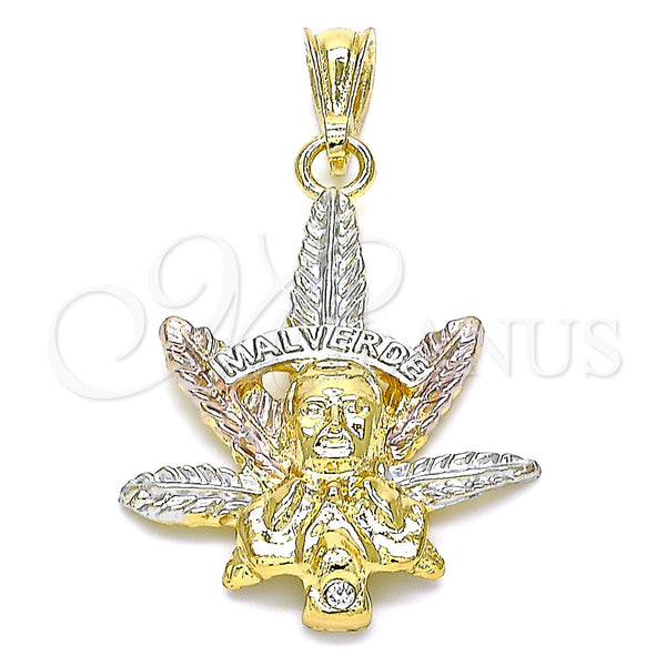 Gold Filled Pendant — Fancy Pendant Leaf Design with White Crystal Polished — main product view — SKU 144539 | Oro Laminado dije — elegante Pendant Leaf diseño with cristal blanco pulido — SKU 144539
