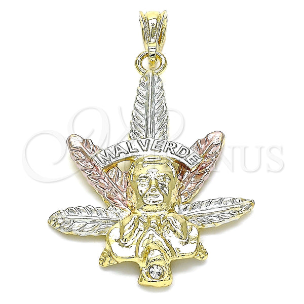 Gold Filled Pendant — Fancy Pendant Leaf Design with White Crystal Polished — main product view — SKU 144540 | Oro Laminado dije — elegante Pendant Leaf diseño with cristal blanco pulido — SKU 144540