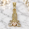 Oro Laminado Religious Pendant, Gold Filled Style Guadalupe and Heart Design, Polished, Tricolor, 05.351.0210