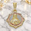 Oro Laminado Religious Pendant, Gold Filled Style Sagrado Corazon de Jesus Design, Polished, Tricolor, 05.351.0177.1