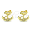 Gold Filled Ring — Stud Earring Anchor Design with White Micro Pave — alternate product view — SKU 144552 | Oro Laminado anillo — Stud Earring Anchor diseño with blanco Micro Pave — SKU 144552