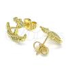 Gold Filled Ring — Stud Earring Anchor Design with White Micro Pave — alternate product view — SKU 144552 | Oro Laminado anillo — Stud Earring Anchor diseño with blanco Micro Pave — SKU 144552