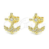 Gold Filled Ring — Stud Earring Anchor Design with White Micro Pave — alternate product view — SKU 144555 | Oro Laminado anillo — Stud Earring Anchor diseño with blanco Micro Pave — SKU 144555
