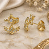 Oro Laminado Stud Earring, Gold Filled Style Anchor Design, with White Micro Pave and White Cubic Zirconia, Polished, Golden Finish, 02.156.0571