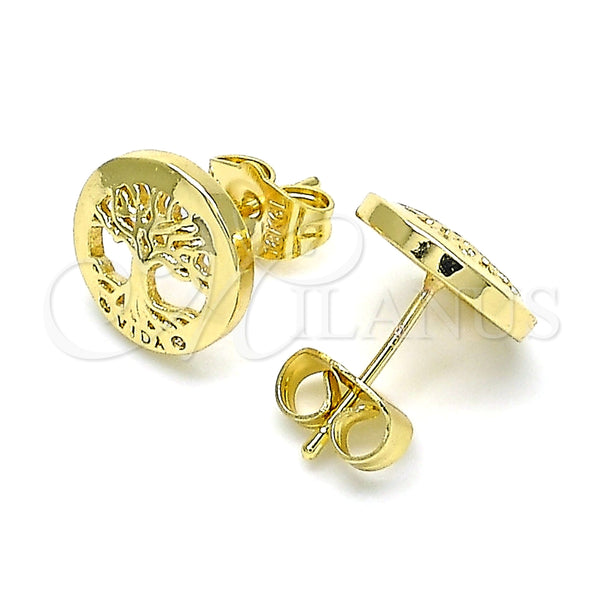 Gold Filled Ring — Stud Earring Tree Design with White Micro Pave — alternate product view — SKU 144556 | Oro Laminado anillo — Stud Earring Tree diseño with blanco Micro Pave — SKU 144556