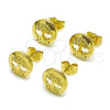 Oro Laminado Stud Earring, Gold Filled Style Tree Design, with White Micro Pave, Polished, Golden Finish, 02.156.0572