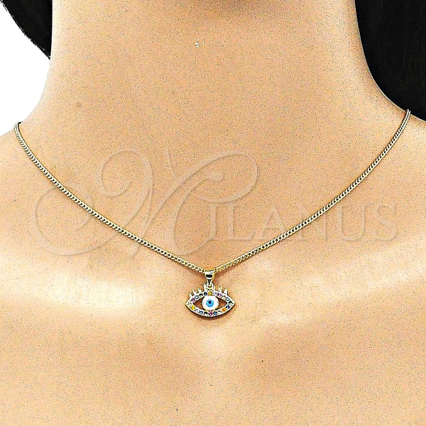 Gold Filled Ring — Earring and Pendant Adult Set Evil Eye Design — alternate product view — SKU 144562 | Oro Laminado anillo — Earring and Pendant Adult Set Evil Eye diseño — SKU 144562