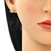 Oro Laminado Earring and Pendant Adult Set, Gold Filled Style Evil Eye Design, with Multicolor Cubic Zirconia, White Enamel Finish, Golden Finish, 10.156.0369