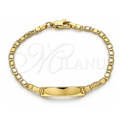 Oro Laminado ID Bracelet, Gold Filled Style Polished, Golden Finish, 03.63.2219.06 (0.80 Gauge, 03 MM Thickness, 6 Inches Length)
