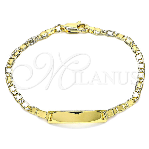 Oro Laminado ID Bracelet, Gold Filled Style Polished, Golden Finish, 03.63.2219.06 (0.80 Gauge, 03 MM Thickness, 6 Inches Length)