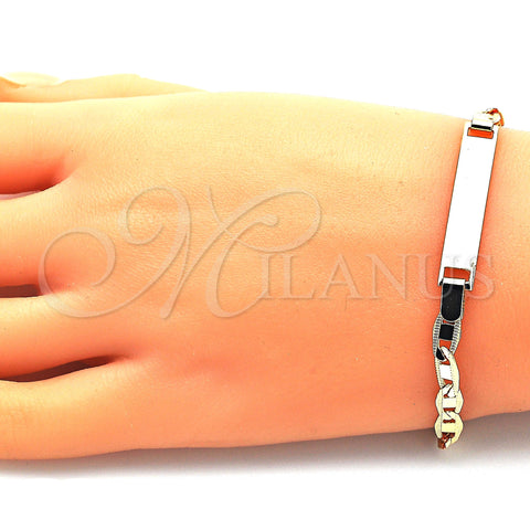 Oro Laminado ID Bracelet, Gold Filled Style Polished, Golden Finish, 03.63.2221.06 (120 Gauge, 05 MM Thickness, 6 Inches Length)