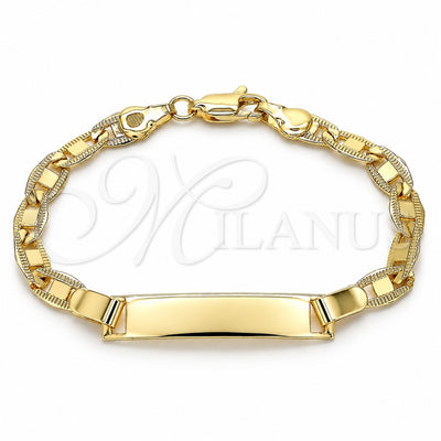 Oro Laminado ID Bracelet, Gold Filled Style Polished, Golden Finish, 03.63.2221.06 (120 Gauge, 05 MM Thickness, 6 Inches Length)