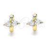 Oro Laminado Huggie Hoop, Gold Filled Style Heart Design, with White Cubic Zirconia, Polished, Golden Finish, 02.210.0548.12
