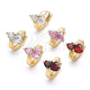 Oro Laminado Huggie Hoop, Gold Filled Style Heart Design, with White Cubic Zirconia, Polished, Golden Finish, 02.210.0548.12