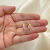 Oro Laminado Huggie Hoop, Gold Filled Style Heart Design, with Pink Cubic Zirconia, Polished, Golden Finish, 02.210.0548.2.12