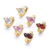 Oro Laminado Huggie Hoop, Gold Filled Style Heart Design, with Pink Cubic Zirconia, Polished, Golden Finish, 02.210.0548.2.12