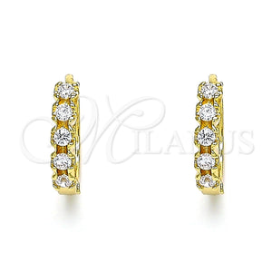 Gold Filled Hoop Earrings — Huggie Hoop with White Cubic Zirconia Polished 02. — main product view — SKU 144602 | Oro Laminado aretes de aro — Huggie Hoop with blanco Cubic Zirconia pulido 02. — SKU 144602