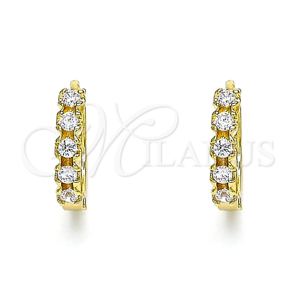 Gold Filled Hoop Earrings — Huggie Hoop with White Cubic Zirconia Polished 02. — main product view — SKU 144602 | Oro Laminado aretes de aro — Huggie Hoop with blanco Cubic Zirconia pulido 02. — SKU 144602