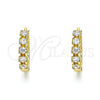 Oro Laminado Huggie Hoop, Gold Filled Style with White Cubic Zirconia, Polished, Golden Finish, 02.210.0550.15