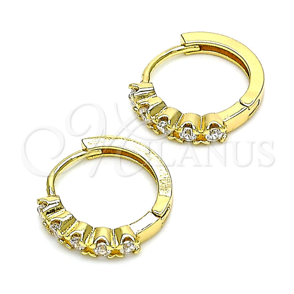 Gold Filled Hoop Earrings — Huggie Hoop with White Cubic Zirconia Polished 02. — alternate product view — SKU 144602 | Oro Laminado aretes de aro — Huggie Hoop with blanco Cubic Zirconia pulido 02. — SKU 144602