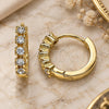 Oro Laminado Huggie Hoop, Gold Filled Style with White Cubic Zirconia, Polished, Golden Finish, 02.210.0550.15