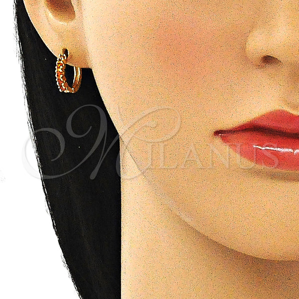 Gold Filled Hoop Earrings — Huggie Hoop with Garnet Cubic Zirconia Polished 02. — alternate product view — SKU 144603 | Oro Laminado aretes de aro — Huggie Hoop with Garnet Cubic Zirconia pulido 02. — SKU 144603