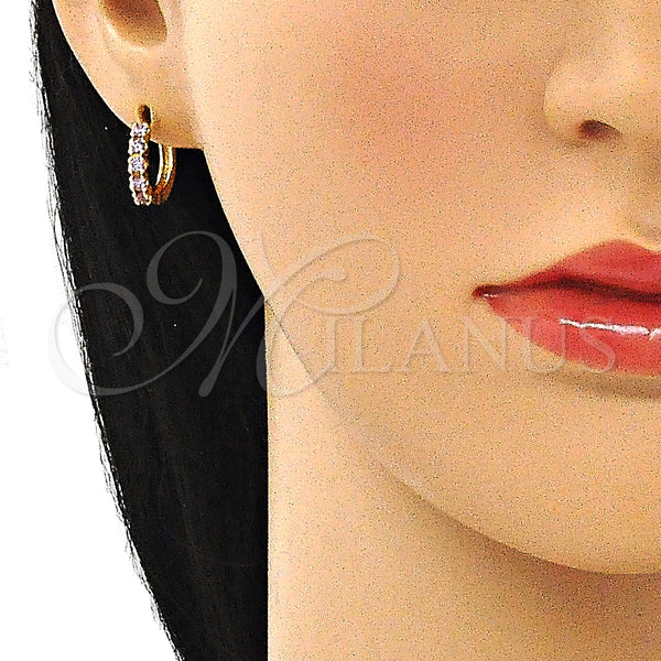 Gold Filled Hoop Earrings — Huggie Hoop with Amethyst Cubic Zirconia Polished 02. — alternate product view — SKU 144604 | Oro Laminado aretes de aro — Huggie Hoop with Amethyst Cubic Zirconia pulido 02. — SKU 144604