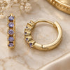 Oro Laminado Huggie Hoop, Gold Filled Style with Amethyst Cubic Zirconia, Polished, Golden Finish, 02.210.0550.2.15